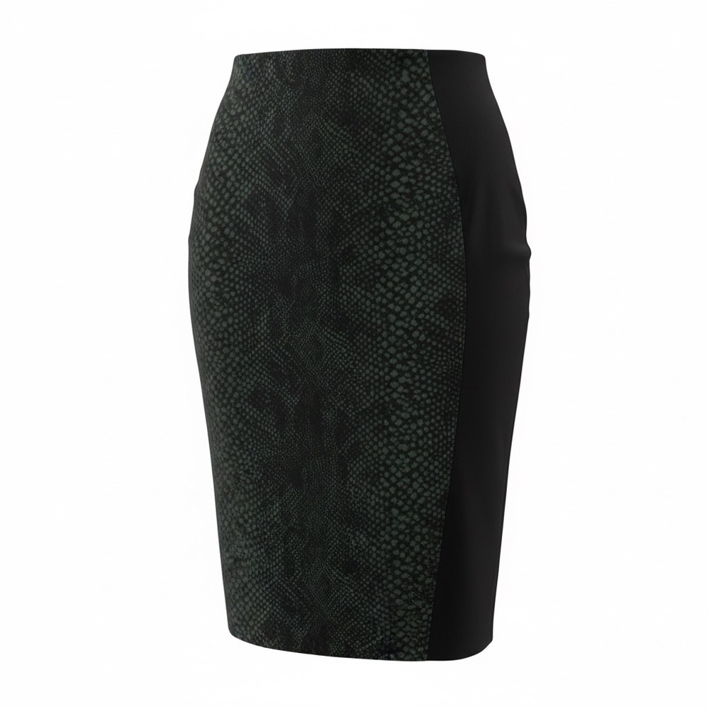 Elie‎ Tahari Size 10 Pencil Skirt Black Snakeskin Print Color Block Lined